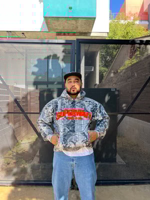 Image of SUPERWAVY® RETRO FLOURECENT ORANGE CAMO HOODIE 