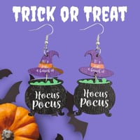 Image 2 of Witch Hat & Hocus Pocus Potion Pot Dangle Earrings