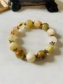 Image 1 of 12mm Agate & Gold Accents Women’s Bracelet