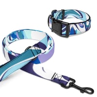 Blue white & purple collar & leash