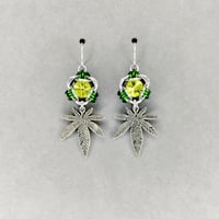 Image 2 of Leota + Weed Leaf Capture Crystal Earrings