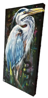Image 2 of “GREAT BLUE HERON” ORIGINAL ACRLYIC PAINTING ON CANVAS 12”x24”