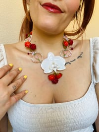 Image 3 of 🍰🍓Rasperries&Cream🍓🍰  Phalaenopsis Orchid Necklace 