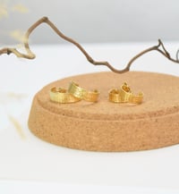 Image 5 of Gold Vermeil Hoop Earrings with Organic Texture