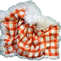 Image 3 of Orange Plaid Infant Car Sear Blanket 17”x 27”