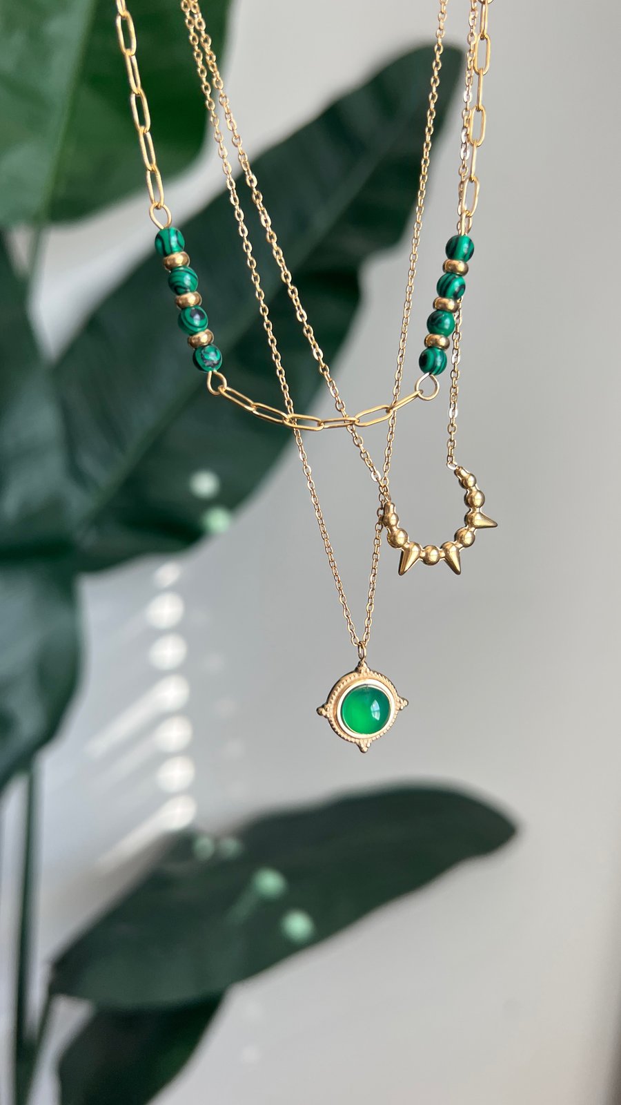 Image of MANDAL • Green onyx and Malachite Set