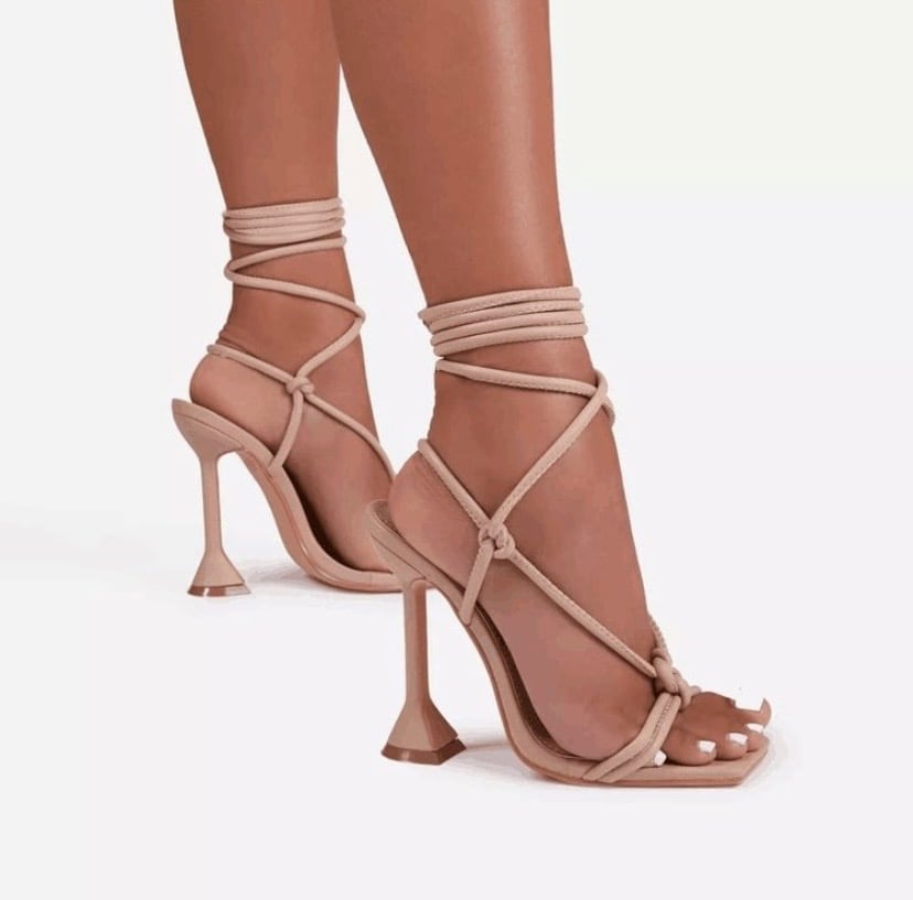 Image of Beige Peep-Toe Heel