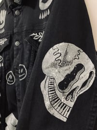 Image 4 of 'Sad Eyes' Upcycled Black Denim Jacket