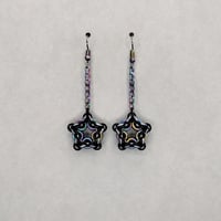 Rainbow Niobium Chainmaille Star Earrings