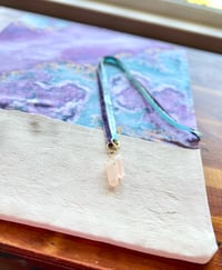 Image 16 of Handmade Canvas Brush Holder Amethyst Geode Print with Lemurian Crystals