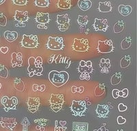 Image 4 of 2PCS Kawaii Hello Relief Stickers Cute Anime Student DIY Waterproof Nail Stickers