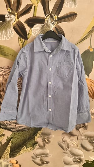 Image of Hemdchen mittelblau kleinkariert, Grösse 116cm