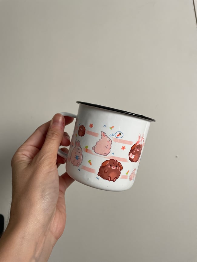 Taza metal conejitos 