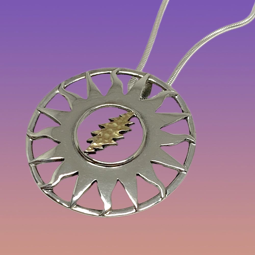 Image of Sunshine Daydream Sterling Silver With 14k gold Bolt Pendant