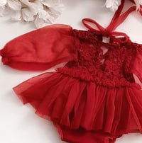 Image 2 of Newborn girls body-dress - red