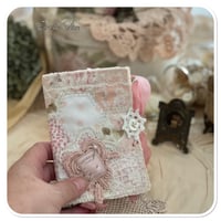 Image 1 of pretty pink quilted and vintage french lace sewing notions book kit