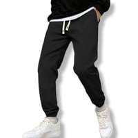 Joggers Negro casuales para hombre - Cintura con cordón elástico