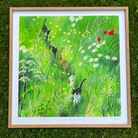 Image 1 of Cats In The Meadow - 50x50cm Giclee Print