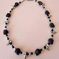 Image 2 of Black Skulls, Flowers, Spikes and Hearts One of a Kind Necklace
