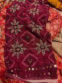 Image 8 of Thassos scarf - Purple Dark beige trim