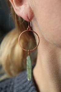 Image 3 of Large Copper + Green Kyanite Hoops