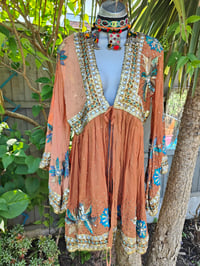Image 6 of Sienna Glitter wrap dress -Beige