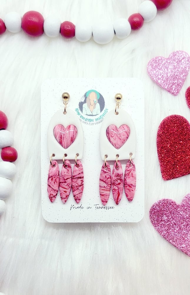 Image of Marbled Heart Dangles 
