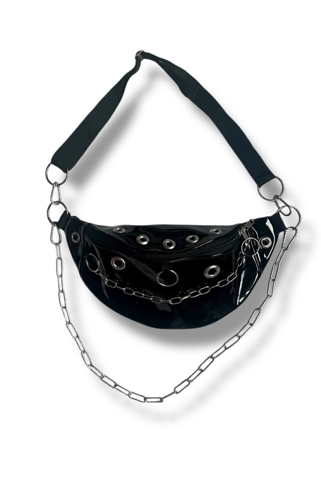 Image of Black PVC Waistbag with metal details