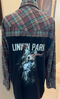 Vintage Green/Black/Red Flannel Shirt LINKIN PARK