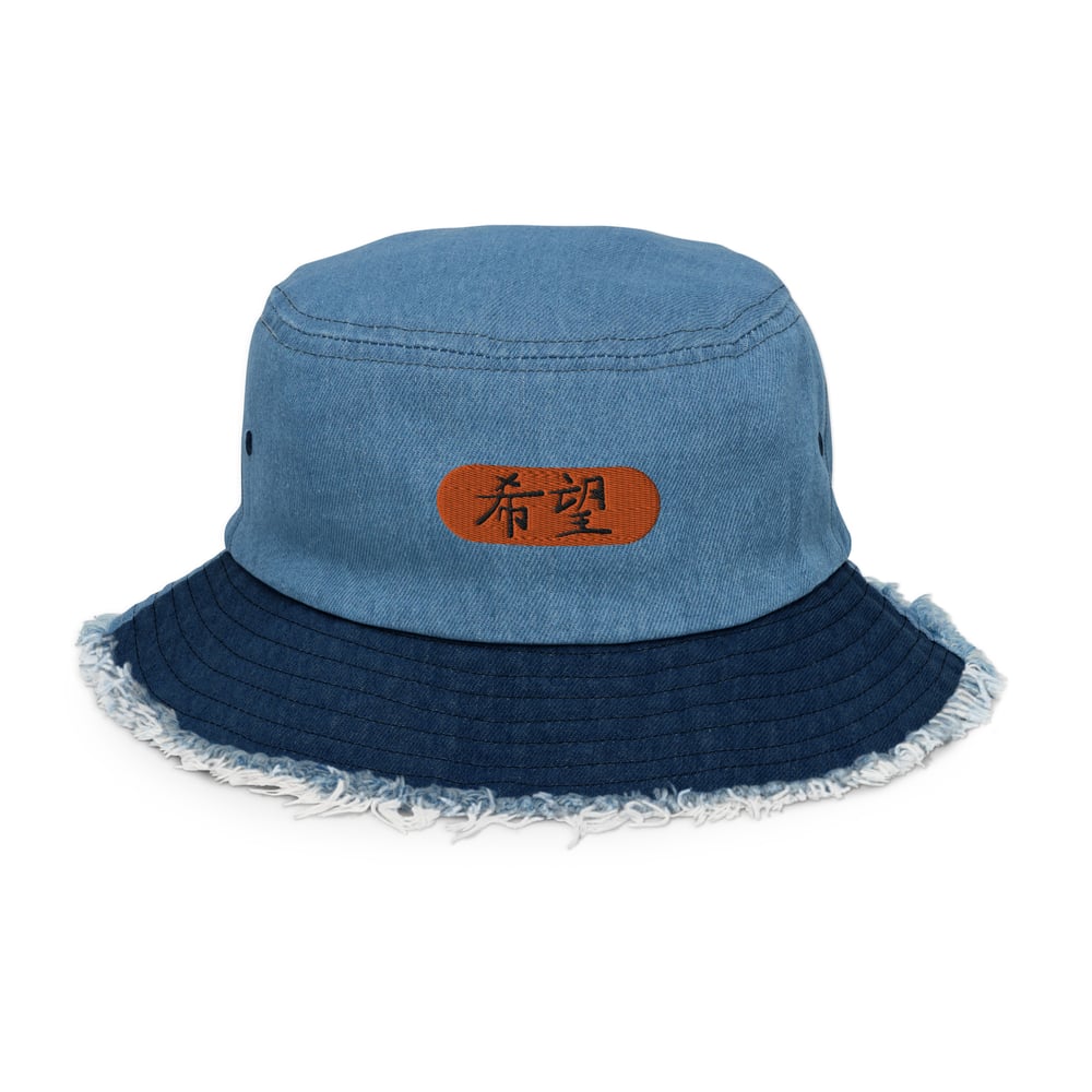 ZEN EXP - Motif Distressed denim bucket hat