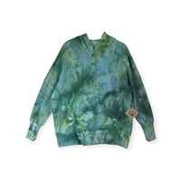 Image 1 of S/M Pocket Hoodie Pullover in Cool Watercolor Ice Dye