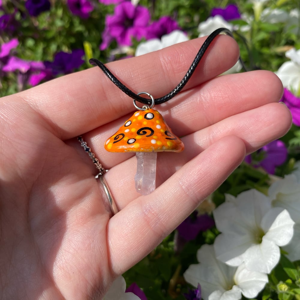 Image of orange mushroom necklace 