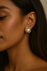 Image 2 of Luna Pearl Knot Earrings