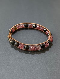 Image 3 of Black Tourmaline | Silver Sheen Obsidian | Strawberry Quartz - Root Chakra Bracelet