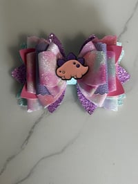 Image 8 of Warm Serene Brushstrokes Dinosaur Tumbler Accessory Set | Bow, Straw Bauble & Bracelets