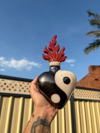 Small Sacred Heart - chrome yin yang