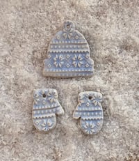 Image 2 of Ceramic Winter Hat and Mittens. Set of 3