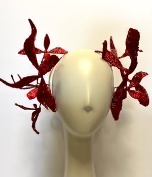 Image of Red raffia headpiece 