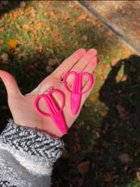 Image 2 of hot pink scissor earrings