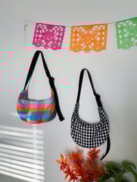 Image 2 of Madras crescent bag