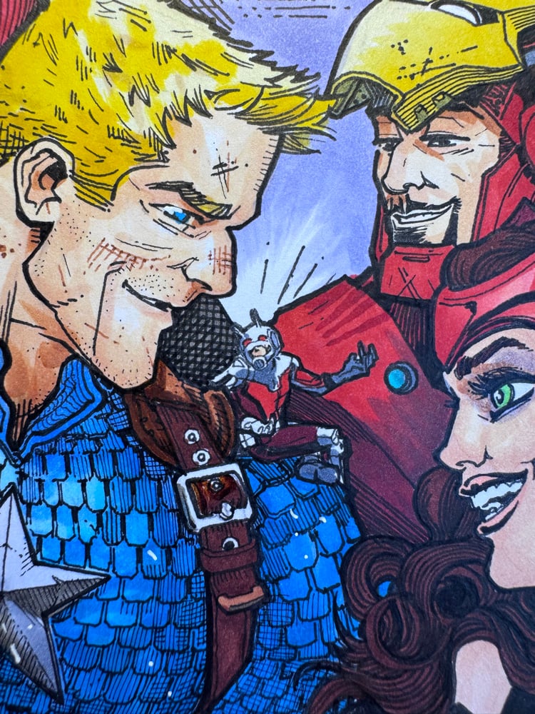 Image of Captain America sketch cover (cap, widow, ant man, Thor iron man and scarlet witch 