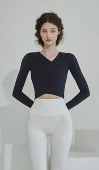 Image 3 of Pilates Banded Wrap Crop Tee- Basic 