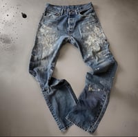 Image 1 of REWORKED “ PAINT DESTROYED”LEVIS