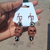 Image 1 of Wood Skull Earrings