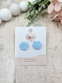 Image 1 of Blue Embossed Polymer Clay Stud Earrings (multiple styles)