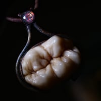 Image 4 of Demons Wisdom Tooth Pendant - glow in the dark brimstone, OOAK