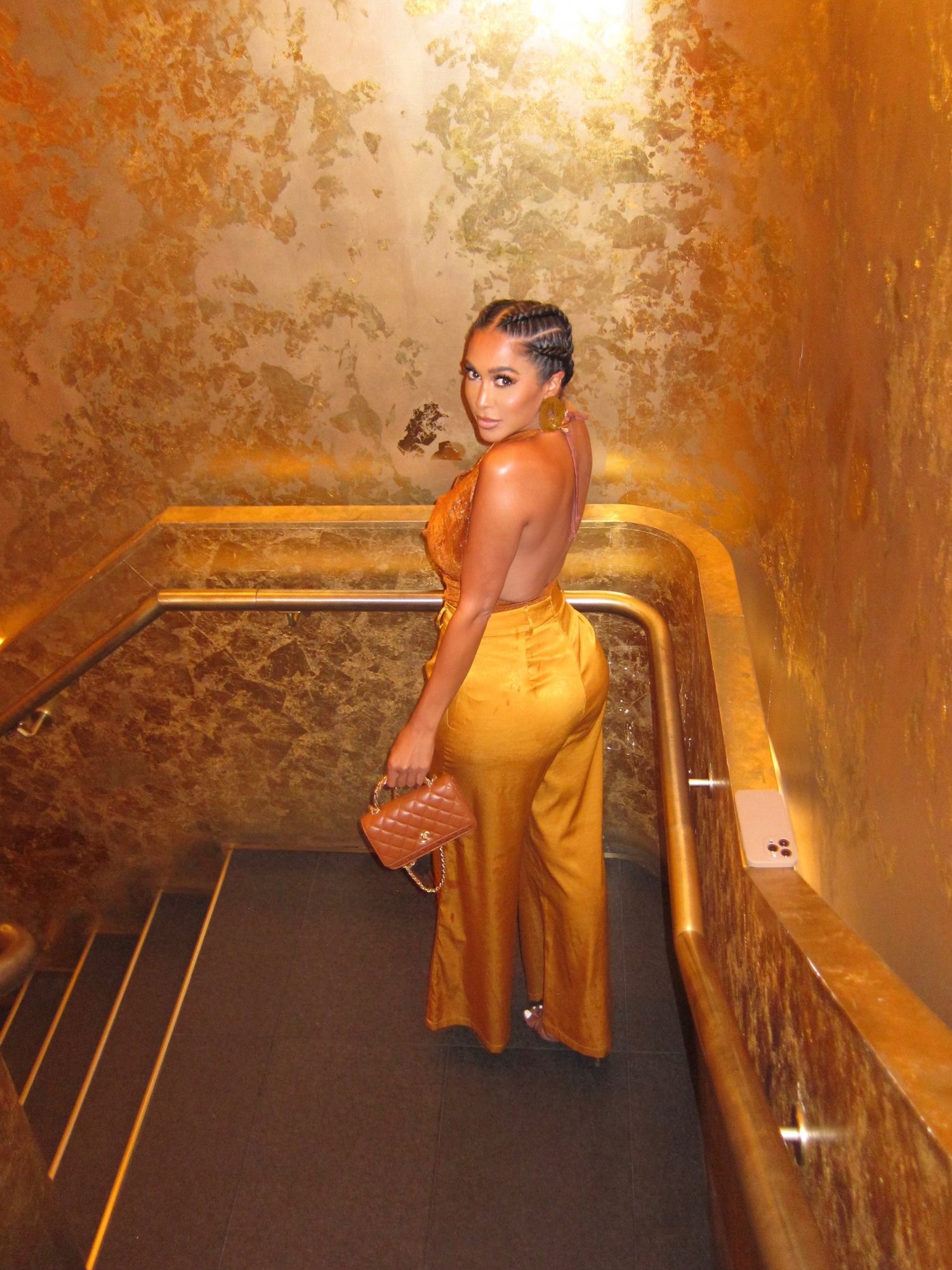 Image of ZARA COPPER DRAPED FOIL BODYSUIT (XS)