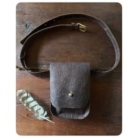 Image 2 of Embossed Dark Brown Leather Belt Bag