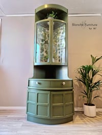 Image 8 of Mid Century Modern Luxury Corner Drinks Cabinet by Nathan-Olive Geen Vintage Cocktail Display