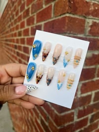 Image 2 of Blue and gold press ons 